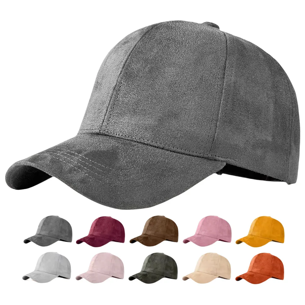 New Solid Deer Skin Velvet Warm Cap Women Ponytail Baseball Cap Hats Men Baseball Cap Winter Outdoor Vintage Visor Casual Cap