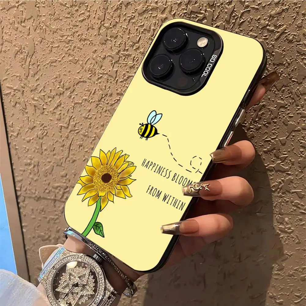 حافظة هاتف كارتون ليتل يلو بيز لهاتف آيفون 17,16,15,14,13,12,X,8,Pro,Max,Plus,E,SE4,Air,Mini IMD أسود غير لامع #2