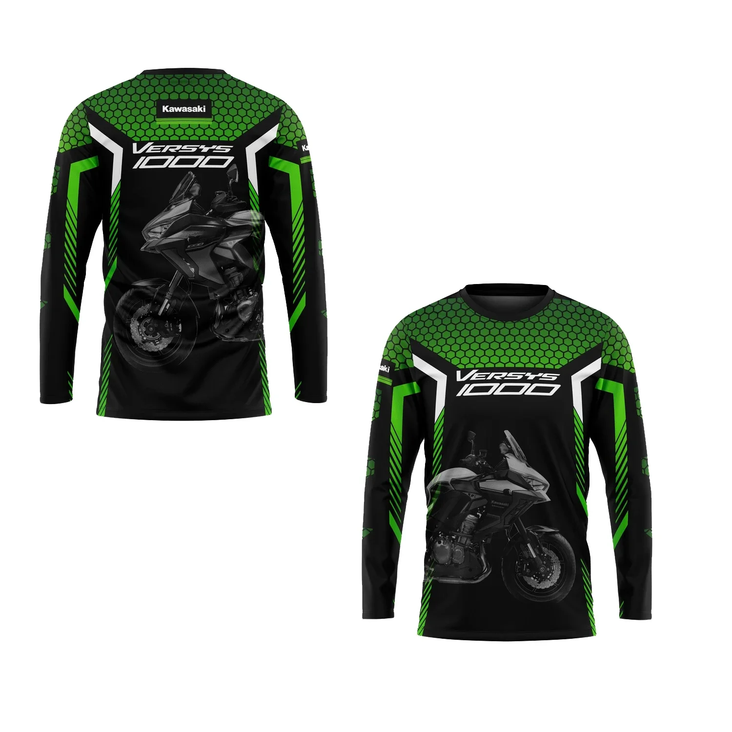 Kawasaki motocicleta corrida dos homens camiseta de manga longa primavera outono camisetas femininas 2024 novos esportes crianças manga comprida camiseta