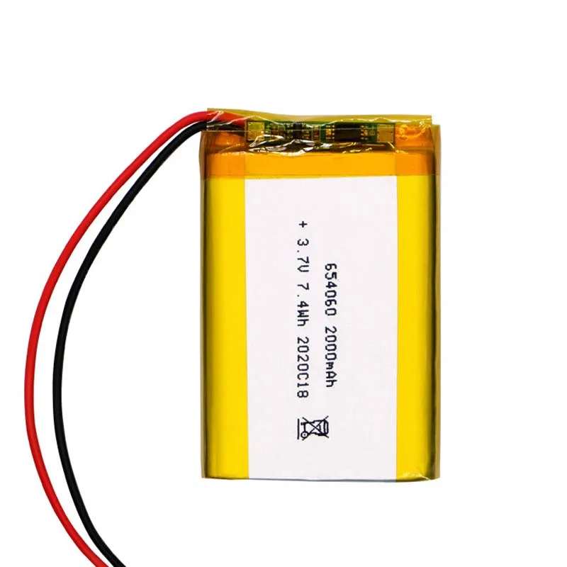 

2/5/10/20Pcs 3.7V 2000mAh 654060 Lithium Polymer Ion Battery 2.0mm JST Connector