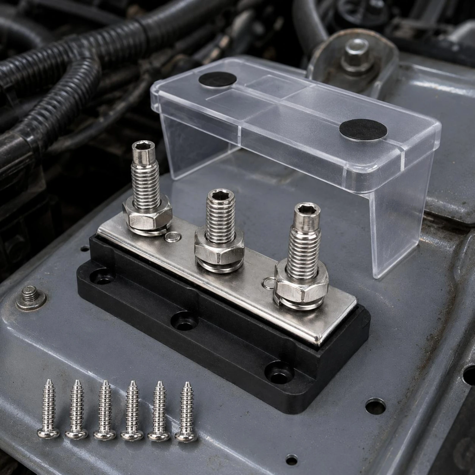 300A Bus Bar Heavy-Duty Terminal Stud Bus Bar Terminal Block Metal Plate Junction Block Good Conductivity - view 3