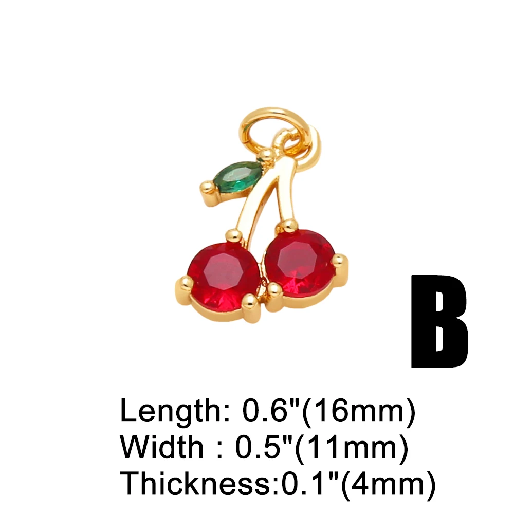 OCESRIO Fuchsia Crystal Cherry Fruit Charms for Bracelet Copper Gold Plated Watermelon Carrot Jewelry Making Accessories chma332