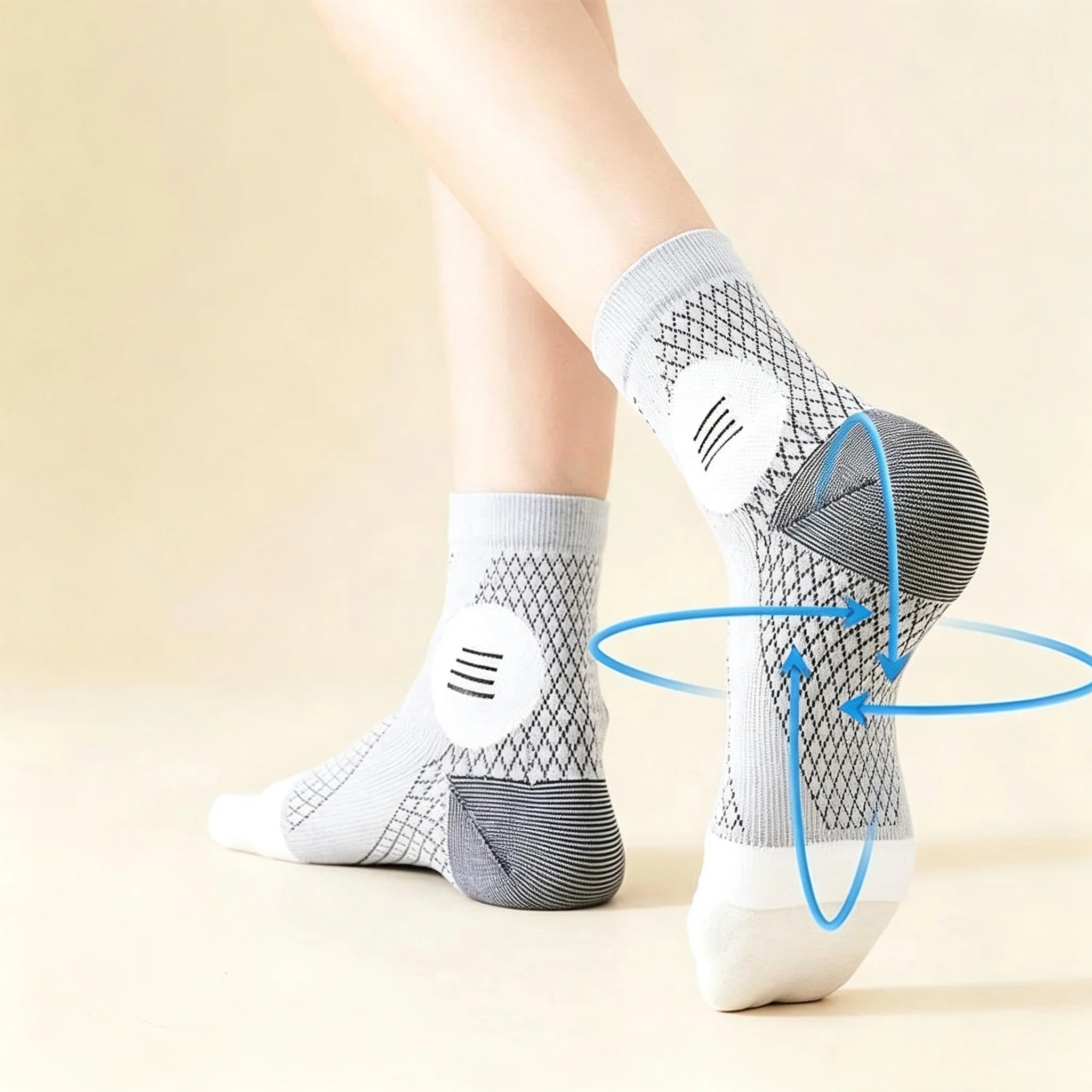 1Pair Ankle Compression Socks,Compression Foot Sleeves with Arch And Ankle Support,Open-Toe Design Neuropathy Socks