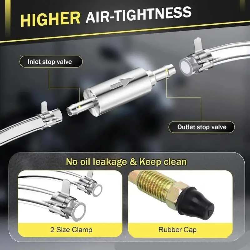 

Brake Bleeder Hose- One Way Check Valve Tube Bleeding Tool Kit for Motorcycle Clutch Brake Fluid Bleeder Hose Pipe Kit