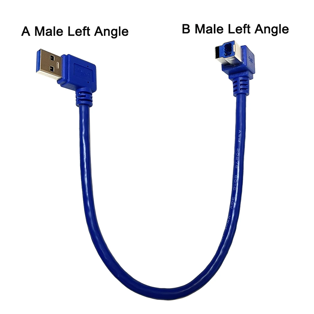 90度アングルUSB 3.0 Aオス-USB 3.0 Bオス BM USB3.0ケーブル (プリンター、スキャナー、HDD用) 1本
