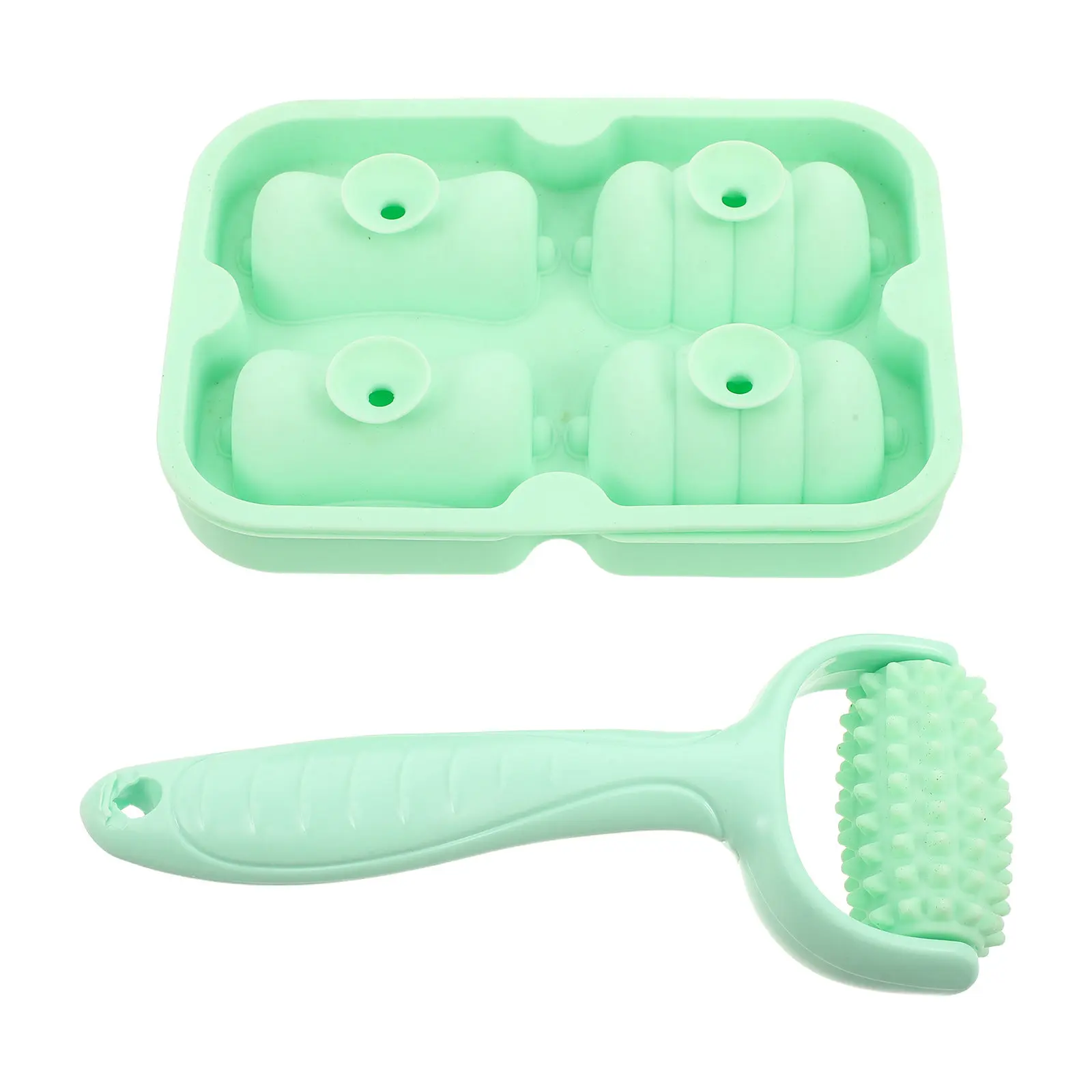 2Pcs Silicone Ice Face Roller Cooling Massage Tool Flexible Facial Massager Roller Reduce Puffiness Shrink Pores Reusable Ice