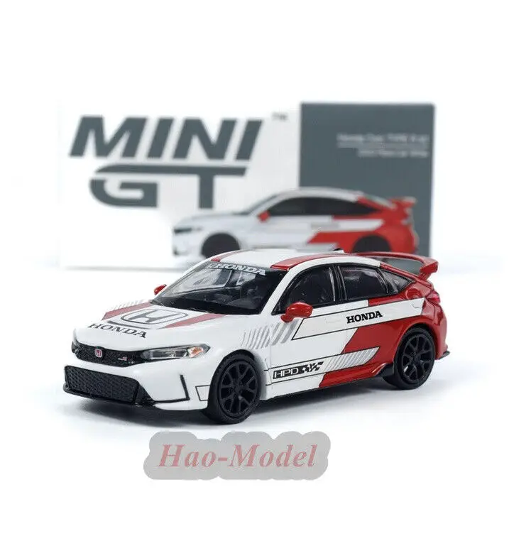 

Модель автомобиля MINIGT 1/64 для Honda Civic Тип R 2023 FL5, литые из сплава, Имитационные Игрушки для мальчиков, подарки на день рождения, хобби, демонстрационные украшения