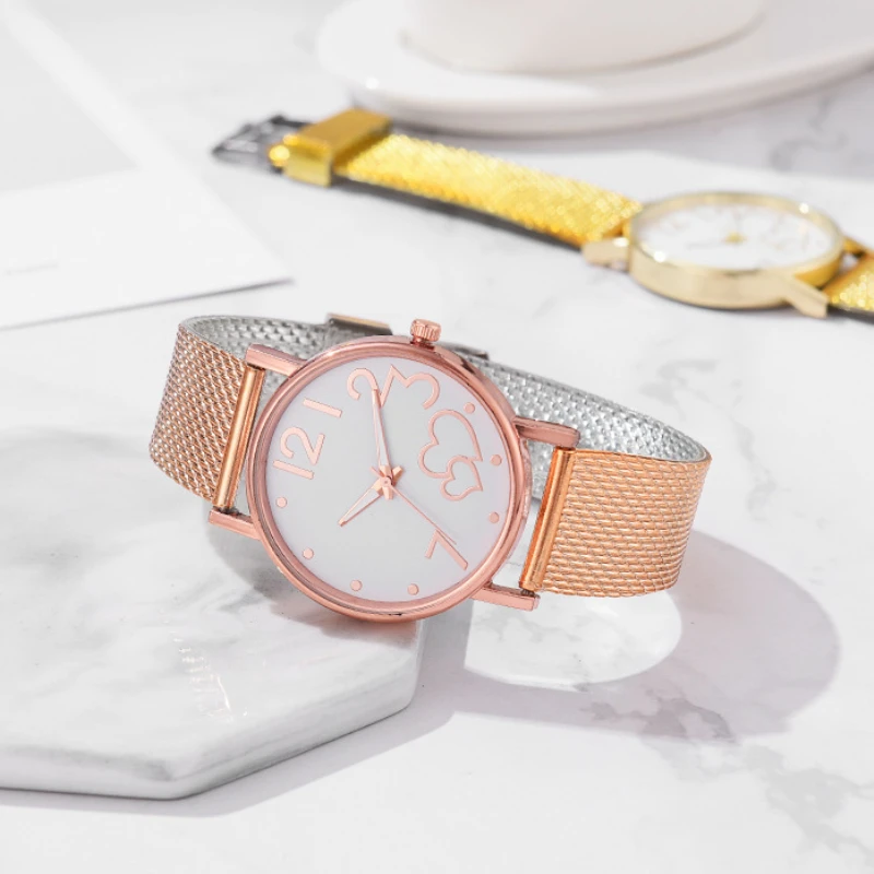 

Женские повседневные наручные часы Montre Femme 2025, роскошные стальные часы для женщин, элегантные часы с серебряным циферблатом в форме сердца, кварцевые часы с сетчатым ремешком