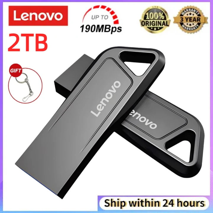 Lenovo แฟลชไดรฟ์3.0 USB แบบหมุนได้2TB 128GB 64GB 1TB ไดรฟ์ปากกาความเร็วสูงเมมโมรี่สติ๊ก512GB กันน้ำ