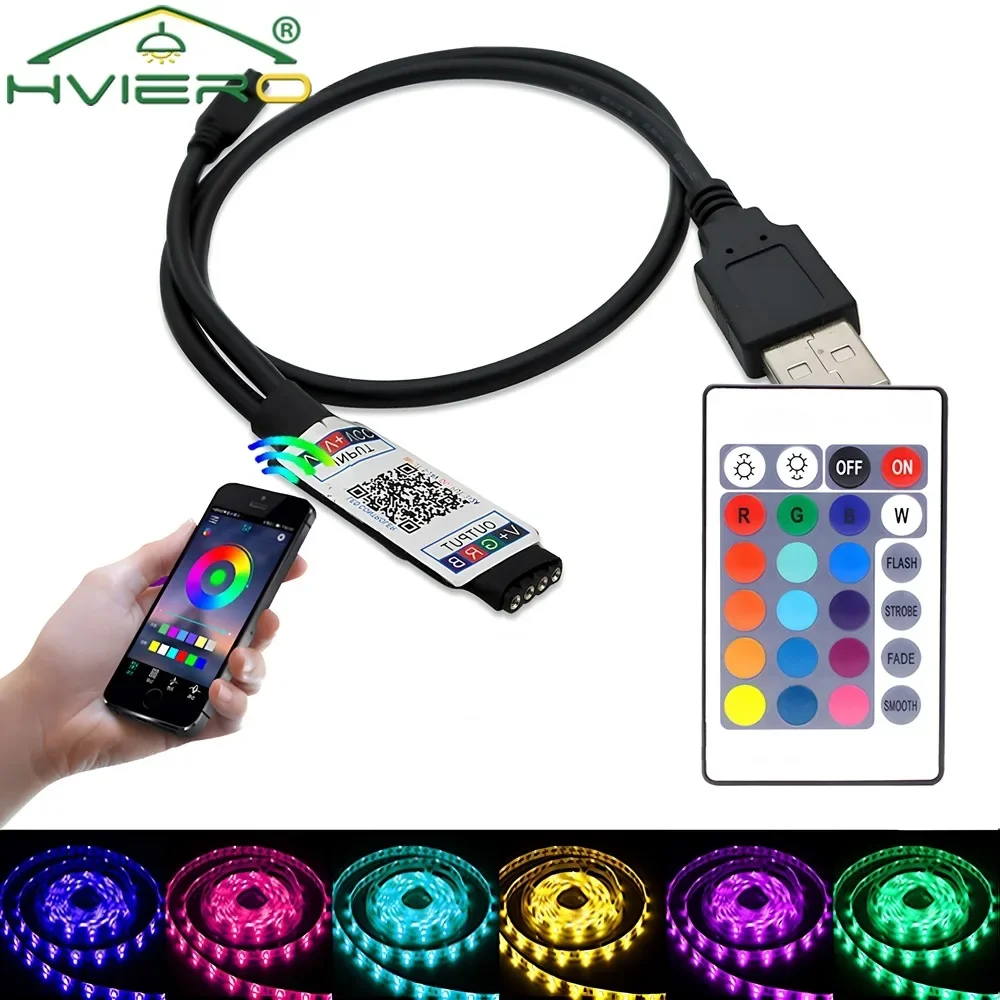 5V 24key Bluetooth LED Color RGB Controller Remote Control for 5050 2835 Strips Lights Ribbon Night Infrared Convert Photochromy