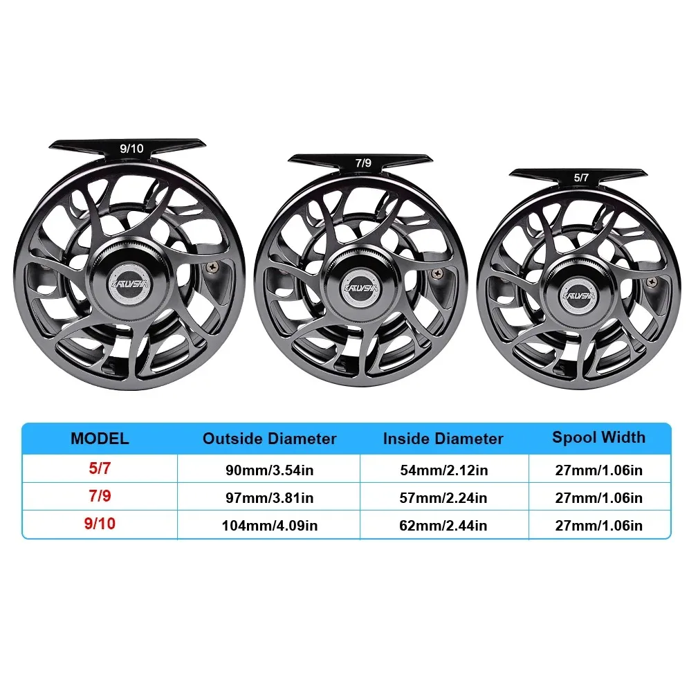 Fly Fishing Wheel 5/7 7/9 9/10 WT Fly Fishing Reel 3+1 BB CNC Machine Cut Large Arbor Die Casting Top Aluminum Large Fly Reels