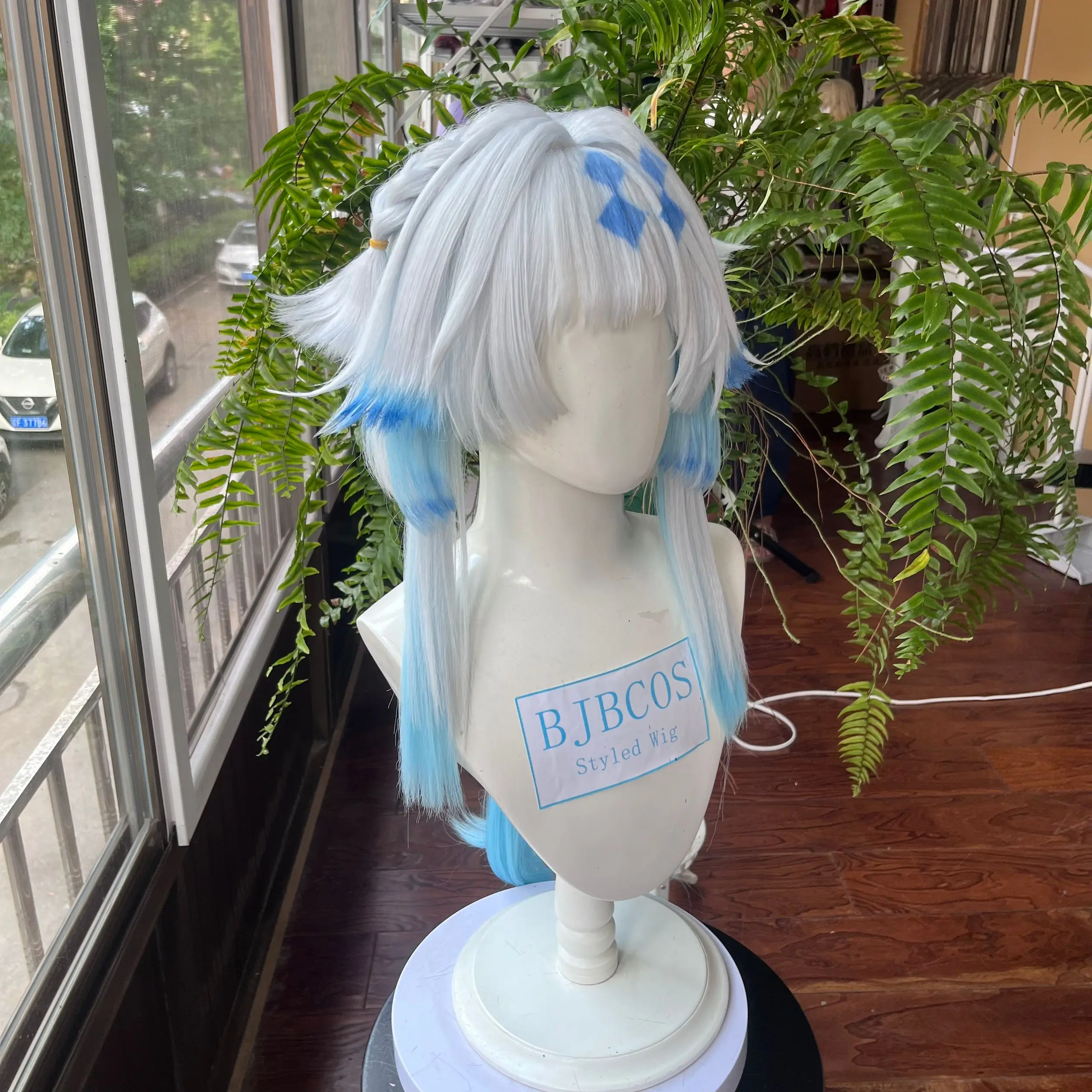 Obrázek 3: [styled wig]cerydra cosplais paruka hra honkai hvězda bariéra cerydra silvery bílá smíšené modrá dlouhé vlasy horko odolné syntetická paruka