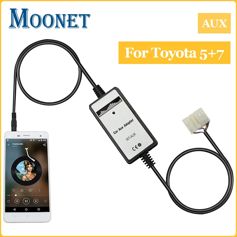 Moonet Car MP3 Input AUX Adapter 5+7 Pin Stereo CD Changer 3.5mm Interface Adapter for Toyota Corolla Land Cruiser Avalon Camry