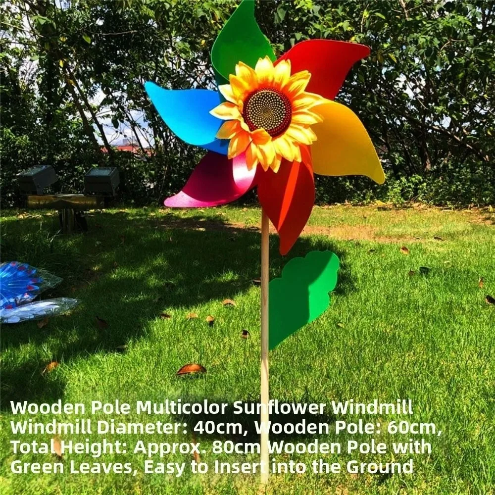 Multistyles Kleurrijke Zonnebloemen Windmolenfilm Kleurveranderende PVC Bee Windmolen Verhogen Dubbellaags