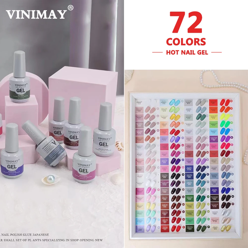 VINIMAY 72 Colors Gel Nail Polish Nail UV Gel Varnish Soak Off Gelpolish LED Gel Varnish Nail Art Lacque Prime Nail Polish Gel