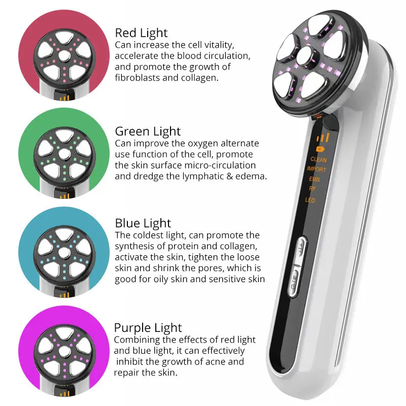 Microcurrent Facial Device Face Lifting Machine คอกระชับผิวนวด LED Light Therapy การสั่นสะเทือน Rejuvenation Beauty TOOL