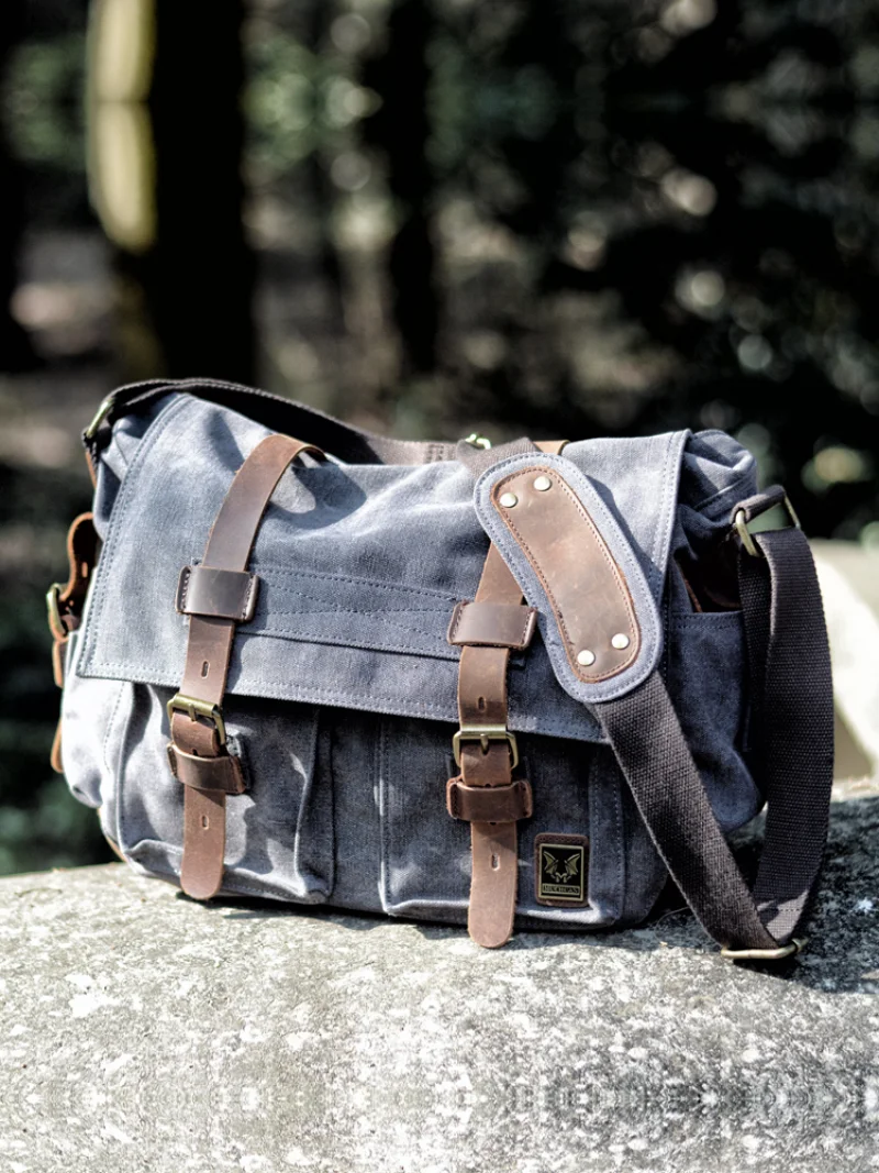 Retro canvas bag men's shoulder messenger bag casual canvas original locomotive side bag shoulder bag messenger bag