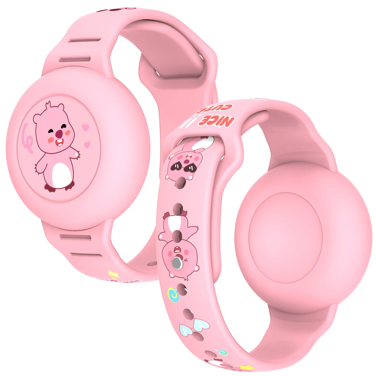 AirTag-Armband für Kinder, Wasserdichter Niedlicher Cartoon-AirTag-Halter für Kinder mit Vollständigem Schutzdesign und Verstecktem Silikon-Armband