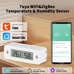 Tuya WiFi Zigbee Mini Temperatura Wilgotność Dla Inteligentnego Domu Termometr Higrometr APP Zdalna Praca z Google Home Yandex Alexa