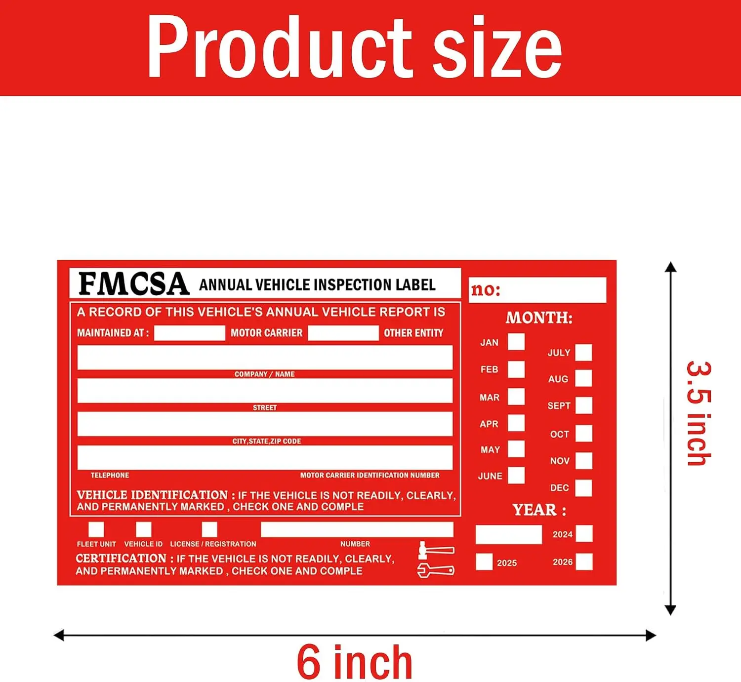20pcs Annual Vehicle Inspection Label 6.5