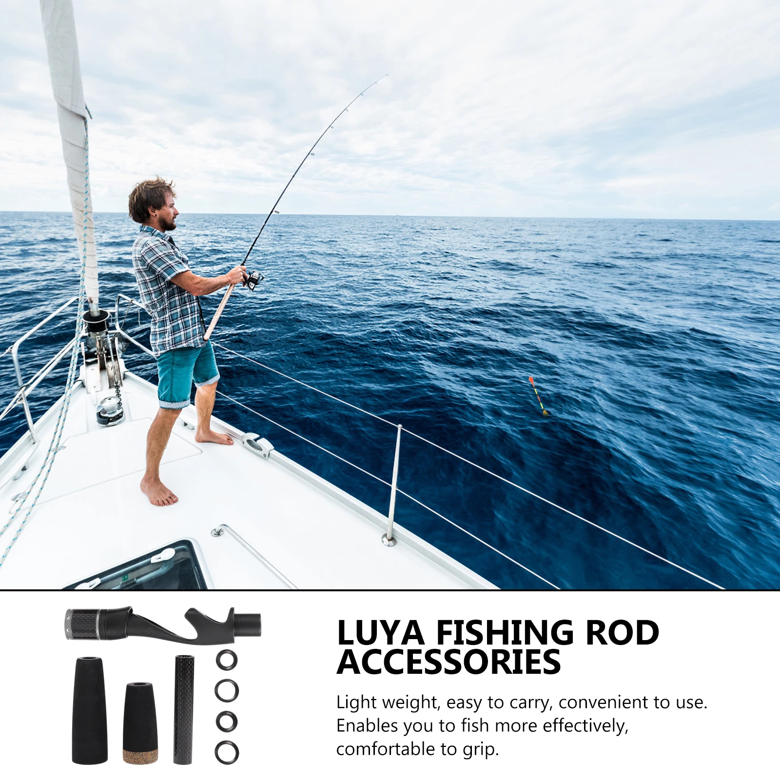 

1 Set Rod Handle Grip Kit Hollow Light Easy Carry Comfortable Strong Durable Corrosion Resistant Freshwater Seawater Fishing Rod