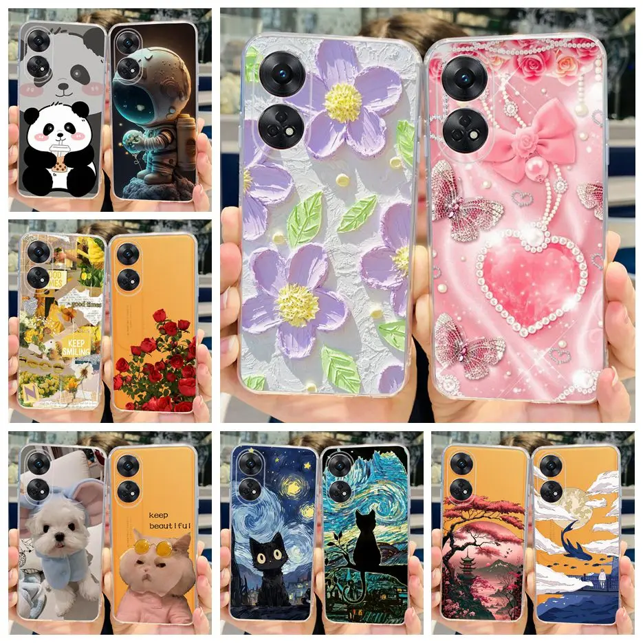 For Oppo Reno 8T 4G Case CPH2481 Colorful Painted Cover Clear Silicone Soft TPU Phone Case For Oppo Reno8 T 5G Reno8T Soft Shell