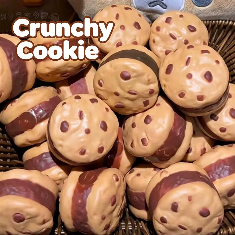 Handmade Crunchy Cookie Squishy ASMR Stress Ball Squeeze Toy, Cookie Squishy Fidget Ball, ASMR Sensory Stress Relief Toy