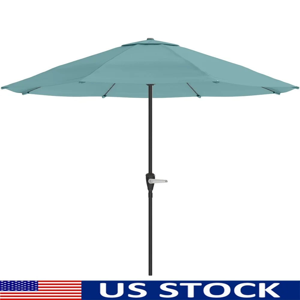 

9ft Patio Umbrella Crank-Open Vented Canopy Outdoor Shade Deck Table Pool Use Fits 1.5in Base Dusty Green