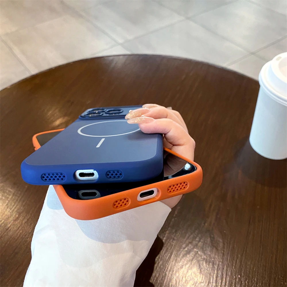 حافظة لهاتف آيفون 17 16 15 14 برو ماكس من البولي يوريثان الحراري لهاتف Magsafe شحن لاسلكي حماية الكاميرا غطاء خلفي ممتص للصدمات