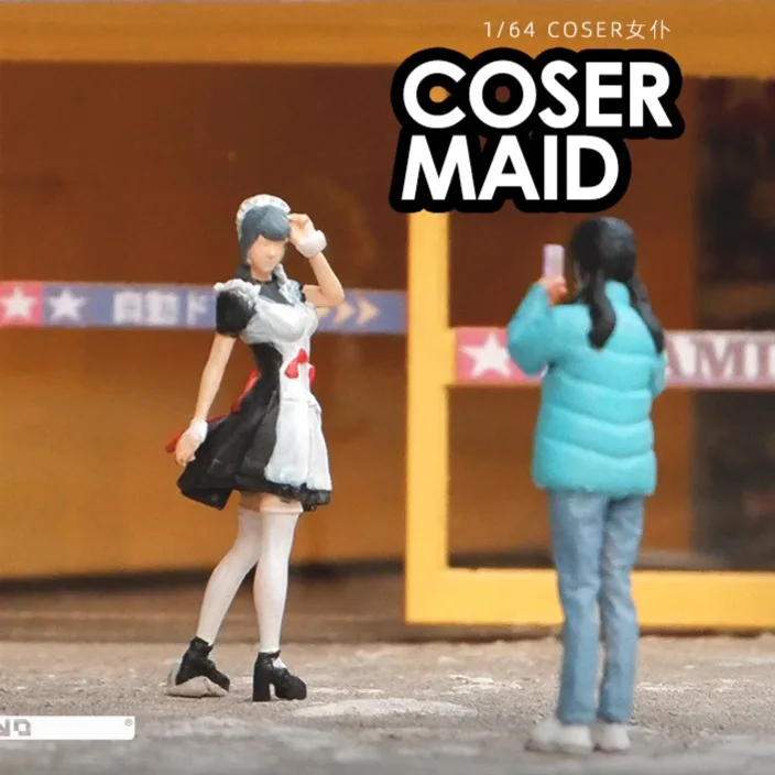 

1:64 Anime Coser maid Mini Doll Figure Model miniature Photography props Scene Model DIY Sand table landscaping ornament Gift