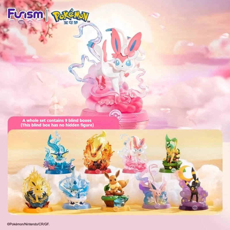 アニメポケモンブラインドボックスかわいいシルベオンアンブレオン像フィギュアコレクションかわいいデスク装飾品子供のおもちゃ女の子の誕生日プレゼント