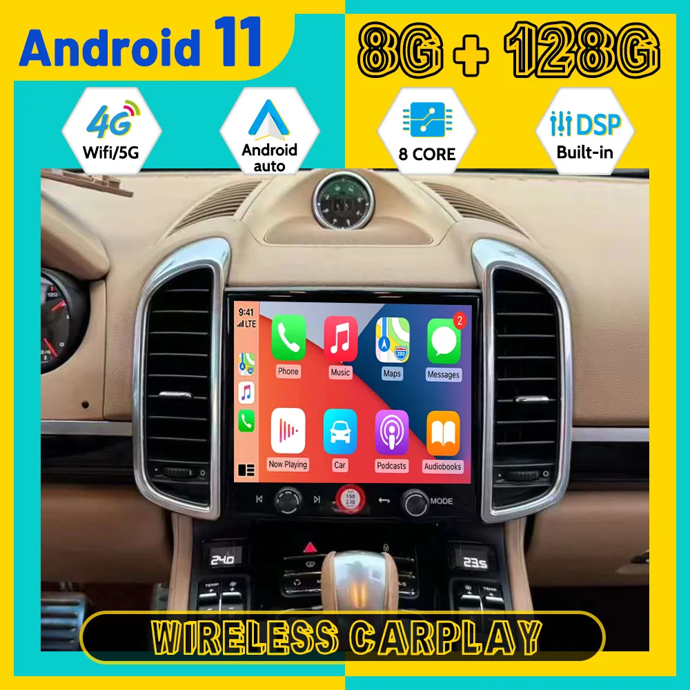 8.4'' Navigation 8 core For Porsche Cayenne 2010-2016 Car Radio Multimedia Player Android 11 Auto GPS Navi Wireless Carplay Head