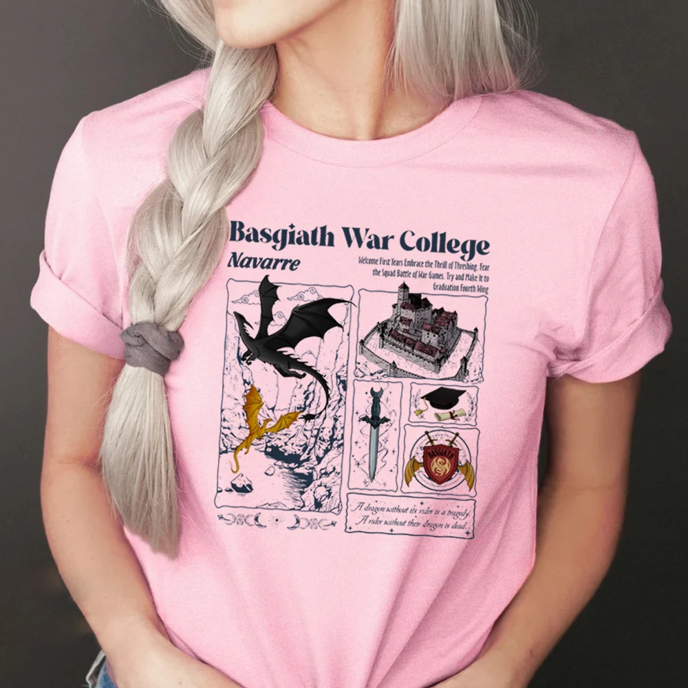 Basgiath War College Tee Shirt Fourth Wing T-Shirt Women's Tees Dragon Rider Fantasy Book Sorrengail Vintage Tops Women Clothing