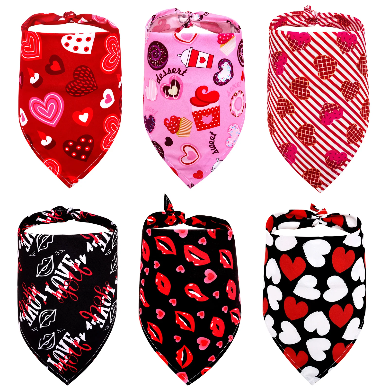 30PCS Heart Print Dog Bibs Valentine's Day Adjustable Dog Bandanas Pet Scarf For Dogs and Cats Spring Pet Dog Scarf Supplies view 6
