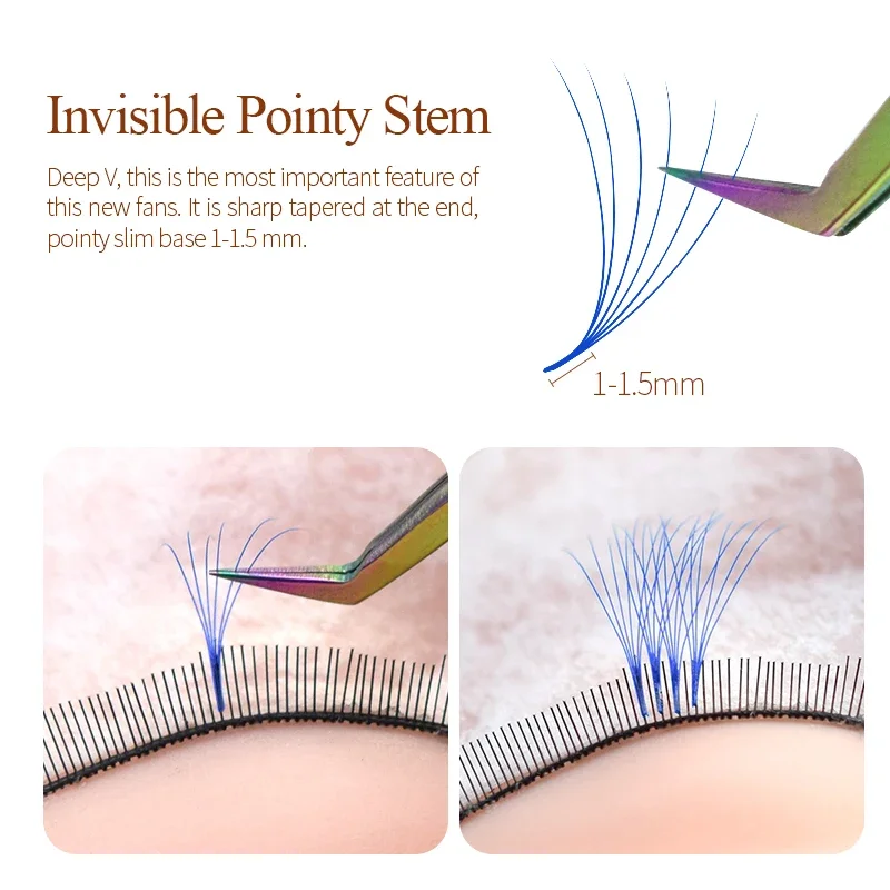 SONG LASHES Premade Volume Fans Lash mega colorful Fans 6D Slim Thin Pointy Base Russian Volume Fans Eyelash Extension