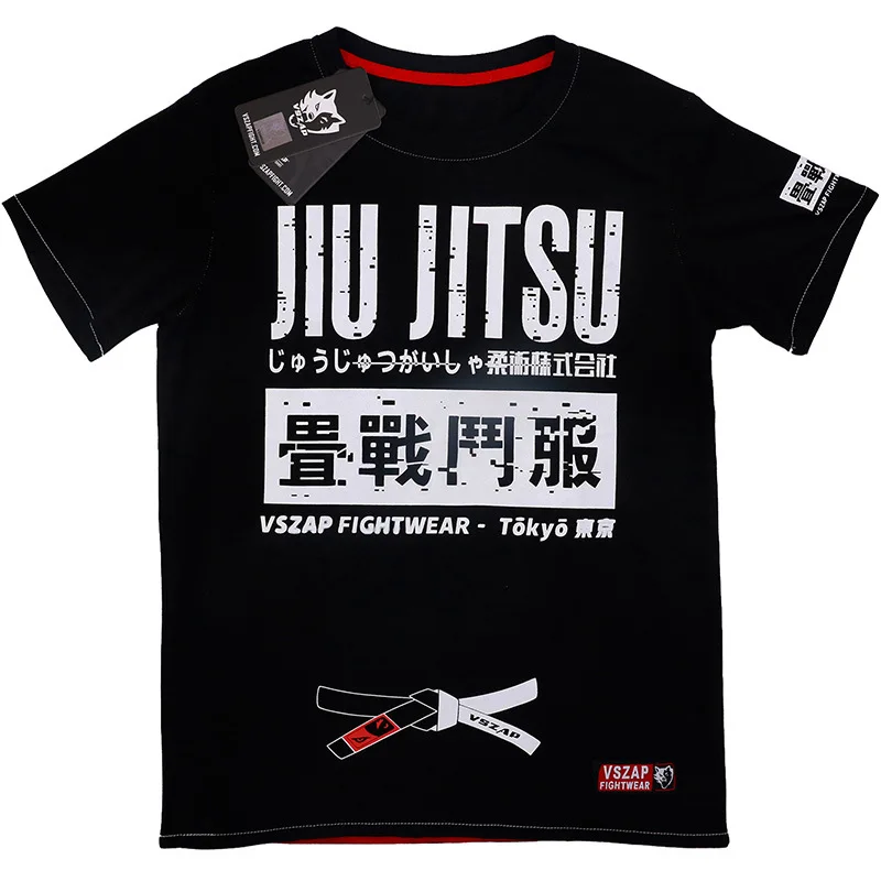 Vszap Jiu-Jitsu Rash Guard Short Sleeve MMA T Shirt Men Women Muay Thai Shirt BJJ Kickboxing Jersey Sanda Fight Boxing Clothing