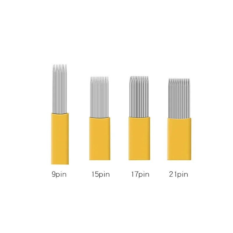 

50 стоек Rit 9/15/17/19/21 Pin Microblading Shading Blade Tattoo Naalden DUBBELE RIJ Microblading