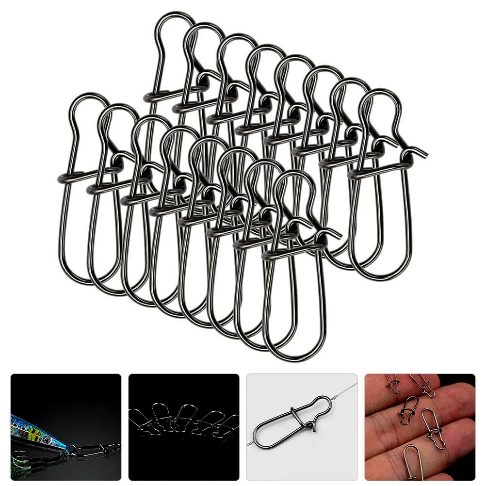 

100 Pcs Lure Pin Hook High-strength Fishing Connector Daily Use Clips Portable Stainless Steel Snaps Outdoor