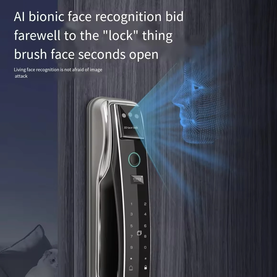 WiFi Video Visual Intercom Smart Lock Electronic Face Recognition & Fingerprint Multilingual Voice Electronic Lock Camera Screen