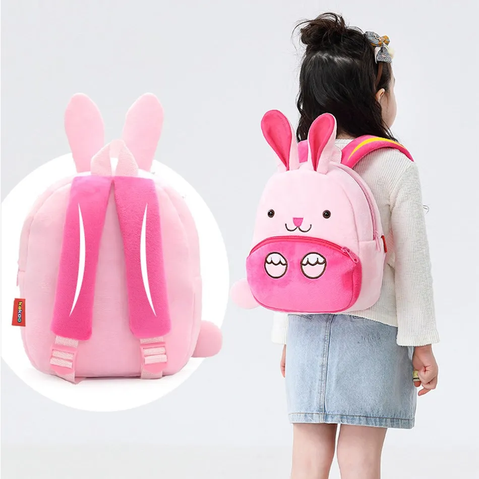 Unisex Backpack Children School 2-4 Years Preschool Bag Kids Cartoon Portable Plush Backpack Boys Girls Schoolbag