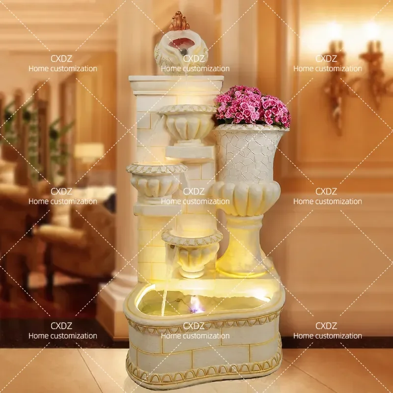 Large Tiered Water Fountain Fish Pond Indoor Outdoor Home Garden Office Entrance Decor Creative Water Feature Ornament