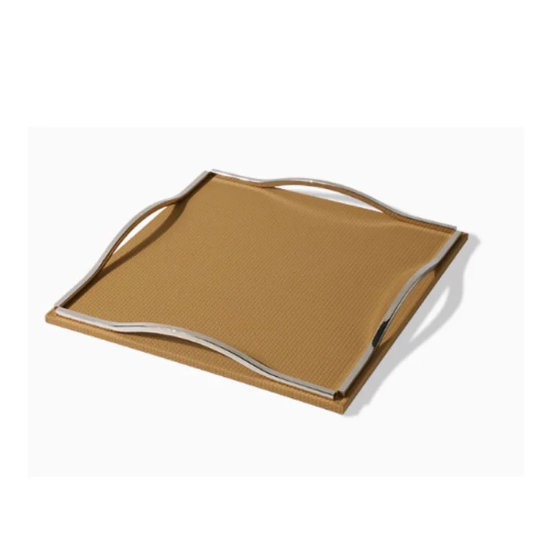 

Modern light luxury leather metal tray ornament hotel storage tray bathroom aromatherapy