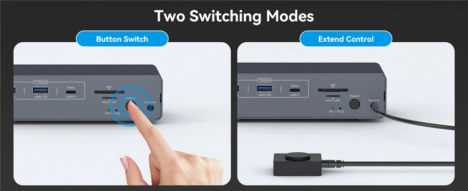 4K@120Hz USB C DP KVM Switch Docking Station 2 PC 2 Monitors USB 3.2 Switches Du