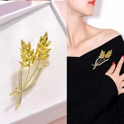 Women Brooches Korean Fashion Rhinestone Ear of Wheat Lapel Pins Luxury Jewelry Accessories For Clothing