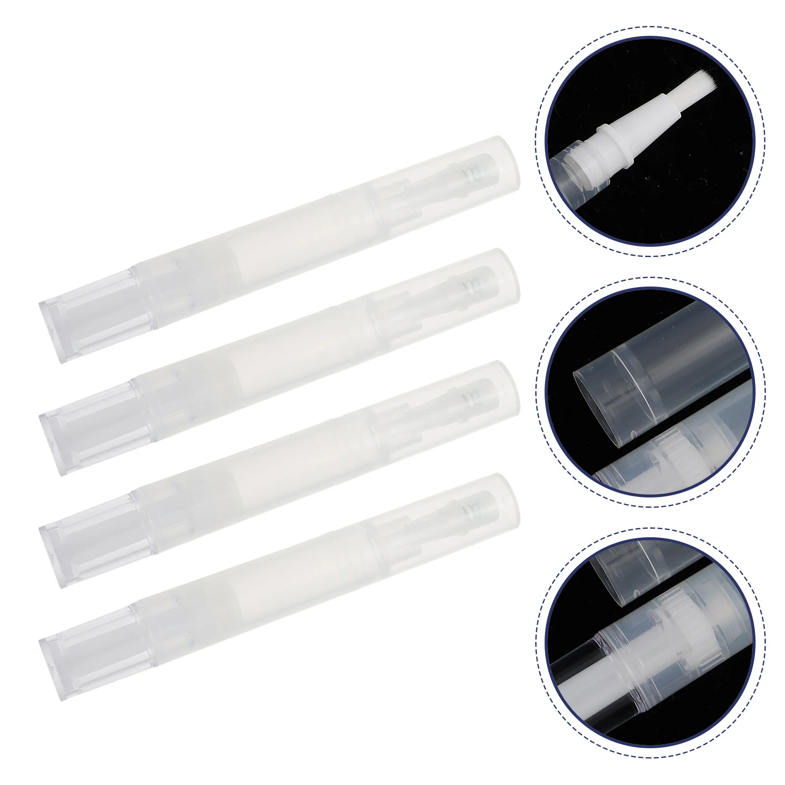 Recharge de vernis à ongles, stylo vide, matériau ABS, brosse torsadée, huile essentielle, brillant à lèvres, applicateur de soins des ongles pour manucure, 4 pièces