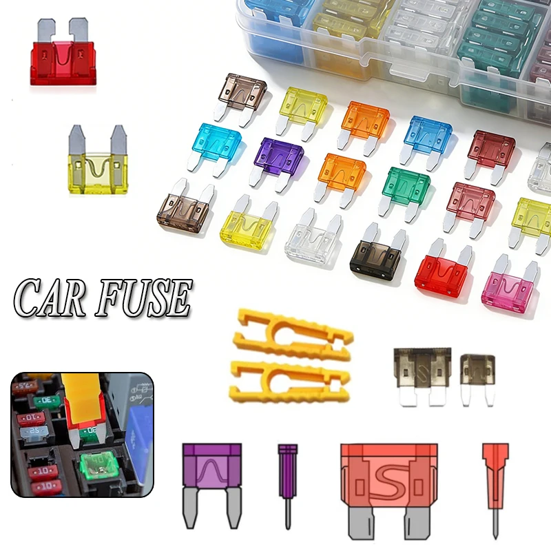 140-80Pcs Car Fuse Assortment Set Profile Middle Size Blades Type Fuse Auto Car Truck 2A-40A Fuse with Box + Fuse Puller