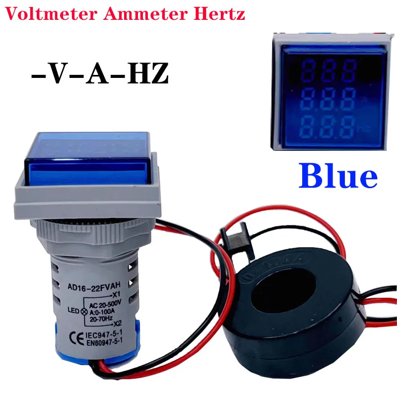Imagem -05 - Digital Quadrado Led Voltímetro Amperímetro Hertz Medidor Luzes de Sinal Tensão Freqüência Atual Combo Medidor Indicador Tester ac 20500v