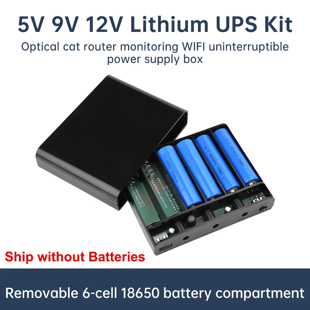 5V 9V 12V Ausgang UPS Unterbrechungsfreie Stromversorgung Powerbank-Box für Router Handy Stromspeicher-Gehäuse 6x 18650 Batterie – Detail 6