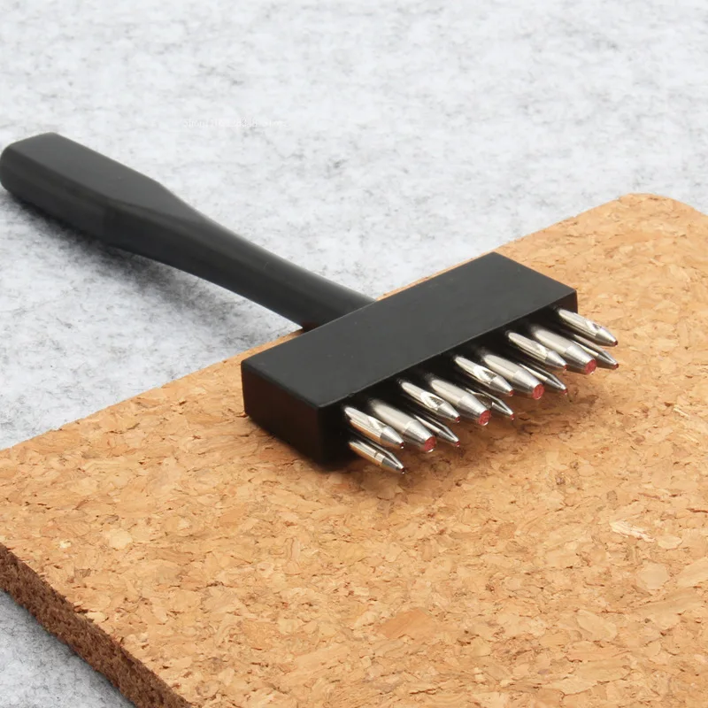 Leather Tools Round Row Punch Black Steel Sharp Multihole Pattern Round Cut Handmade DIY Leather Watchband Punching Strap Suture