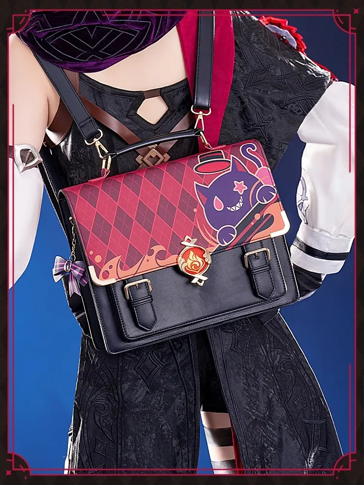 In Stock Genshin Impact Lyney Doujin Vision Backpack Anime Cosplay Accessories PU Student Handbag JK Lolita Shoulder Bag Gifts